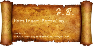 Hartinger Bertalan névjegykártya